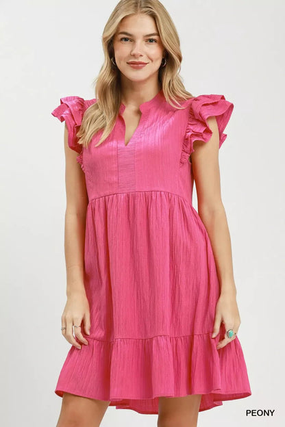 Umgee Ruffle Sleeve Babydoll Dress - NORIVE