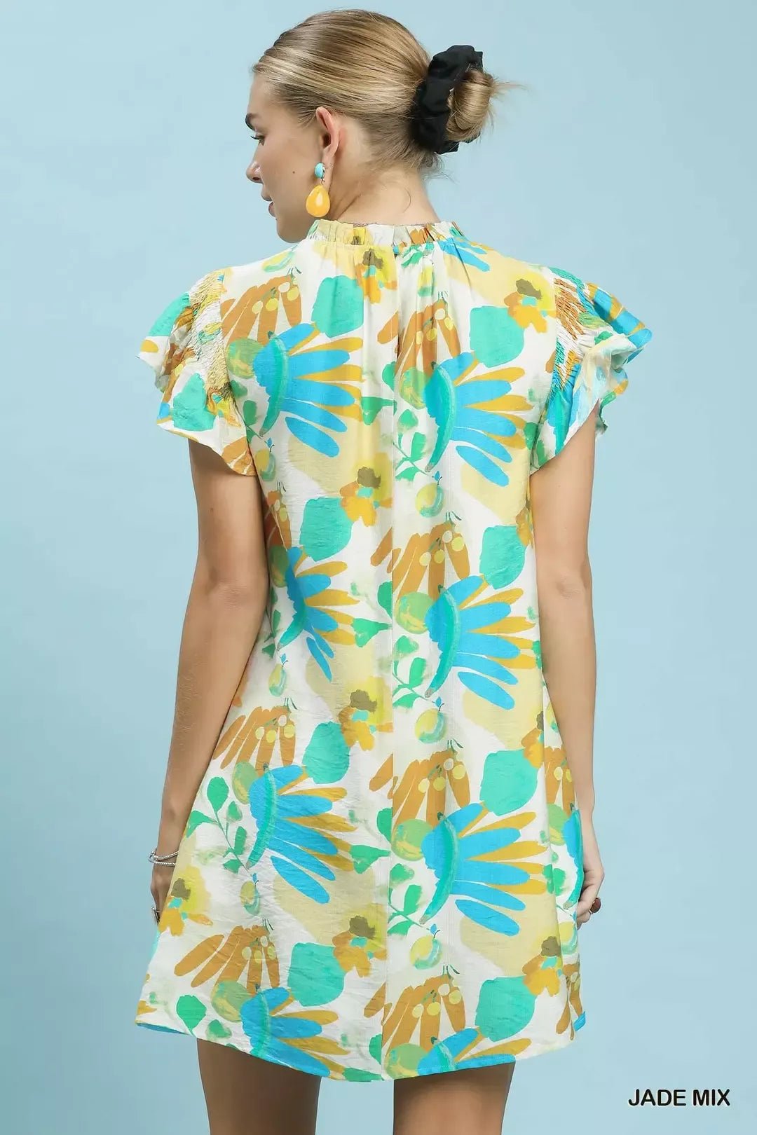 Umgee Ruffled Botanical Print Mini Dress - NORIVE