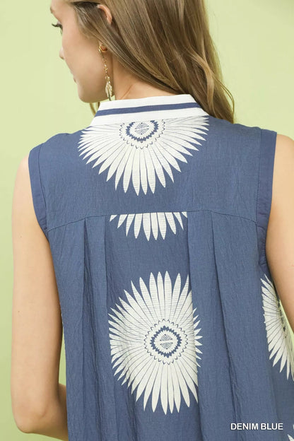 Umgee Sleeveless Geometric Midi Dress - NORIVE