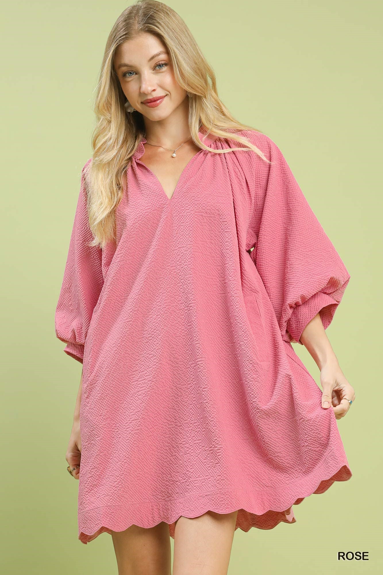 Umgee Textured Pocket Mini Dress - NORIVE