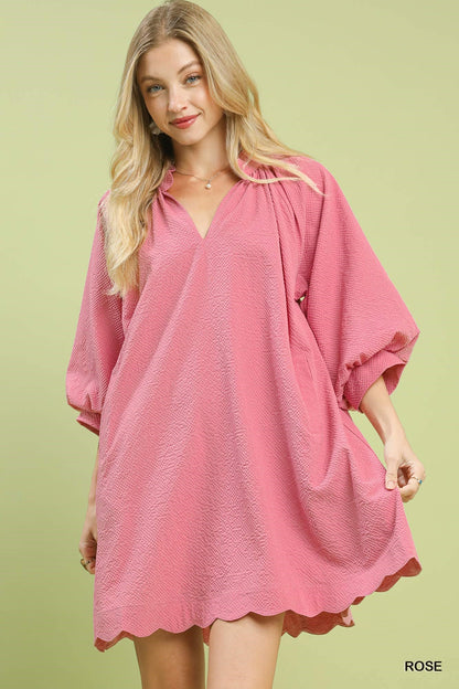 Umgee Textured Pocket Mini Dress - NORIVE