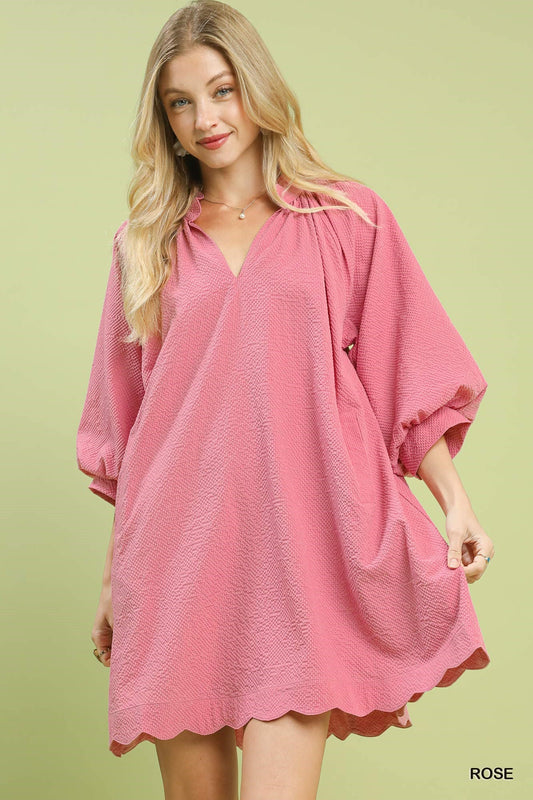 Umgee Textured Pocket Mini Dress - NORIVE