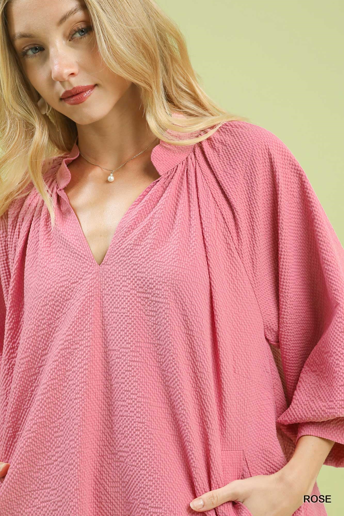 Umgee Textured Pocket Mini Dress - NORIVE