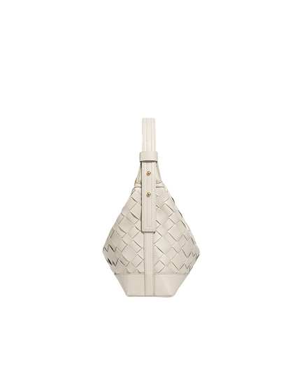 Woven Crescent Hobo Bag — Textured Shoulder Bag with Gold-Tone Hardware - NORIVE